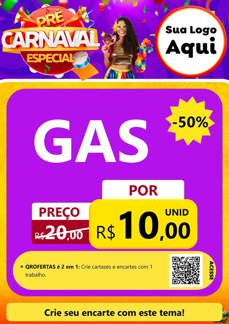 Modelo de Cartaz para Cartaz A4 Vertical com o tema Pré-Carnaval Especial para Água e gás