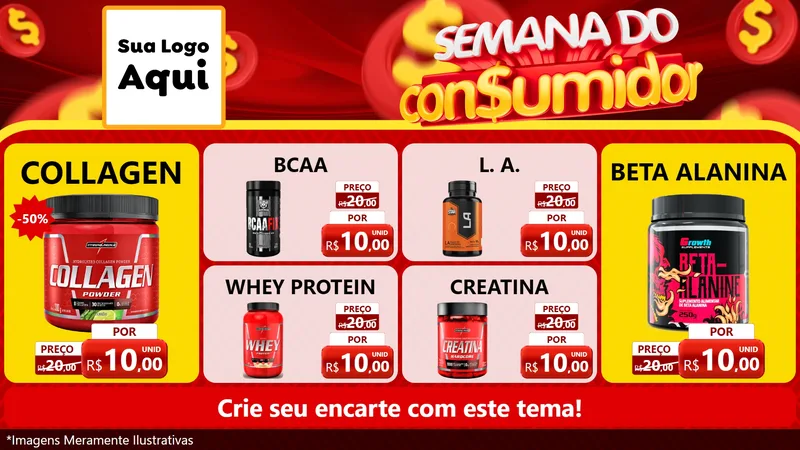 Modelo de TV para TV Horizontal com o tema Semana do Consumidor para Suplementos alimentares