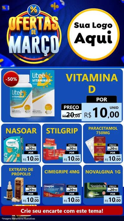 Modelo de Rede Social para Stories com o tema Ofertas de Março para Farmácia