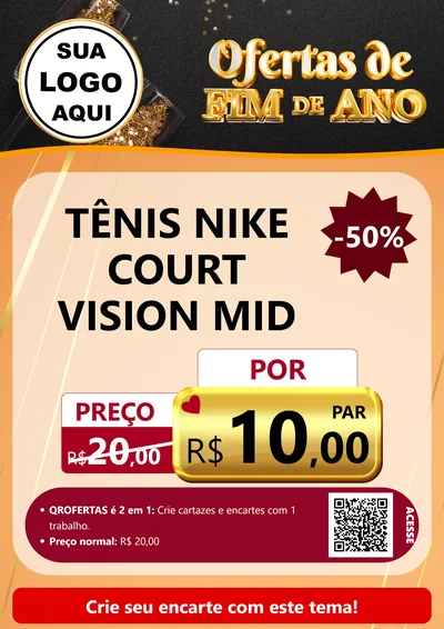 Modelo de Cartaz para Cartaz A4 Vertical com o tema Ofertas de Fim de Ano para Calçados