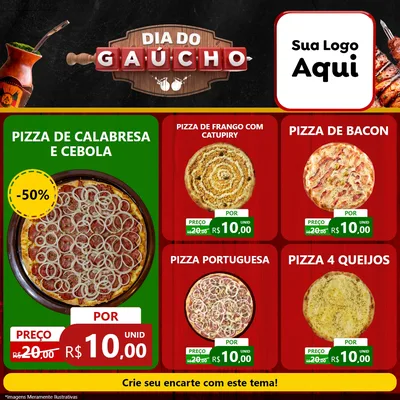 Modelo de Rede Social para Feed Facebook com o tema Dia do Gaúcho para Pizzaria