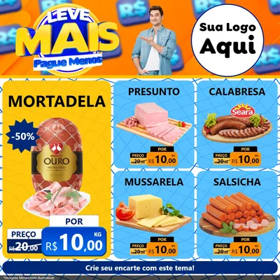 Modelo de Rede Social para Feed Facebook com o tema Leve Mais, Pague Menos para Frios e Laticínios