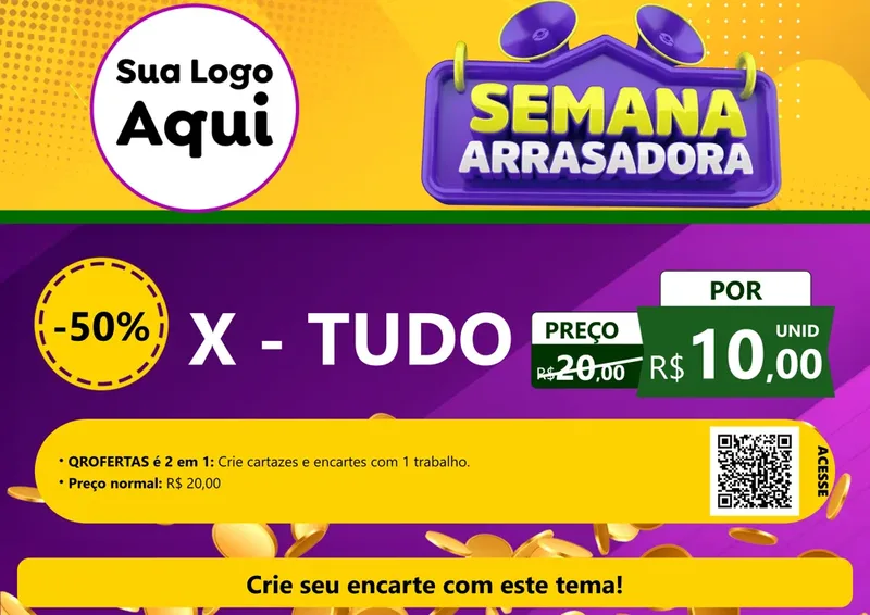 Modelo de Cartaz para Cartaz A4 Horizontal com o tema Semana Arrasadora para Hamburgueria