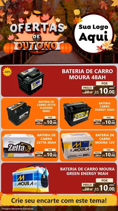 Modelo de TV para TV Vertical com o tema Ofertas de Outono para Baterias Elétricas