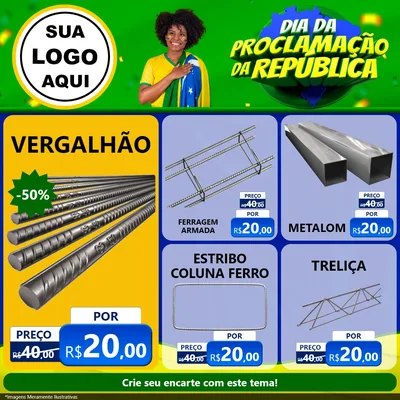 Modelo de Rede Social para Feed Facebook com o tema Dia Da Proclamação Da República para Ferragens