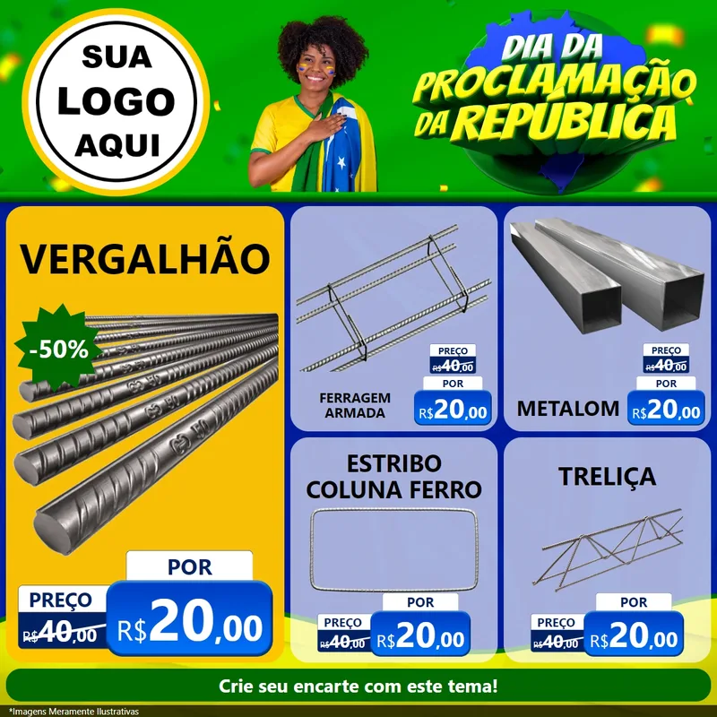 Modelo de Rede Social para Feed Facebook com o tema Dia Da Proclamação Da República para Ferragens