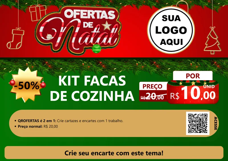 Modelo de Cartaz para Cartaz A4 Horizontal com o tema Ofertas de Natal para Utilidades Domésticas