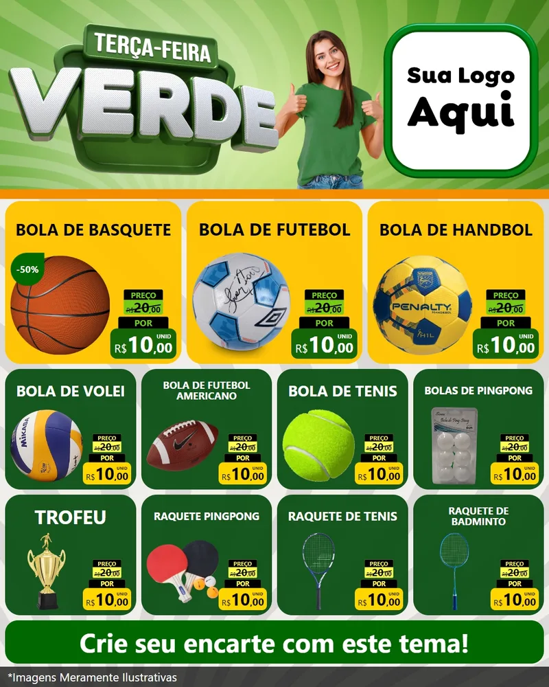 Modelo de Rede Social para Feed Instagram com o tema Terça - Feira Verde para Artigos Esportivos