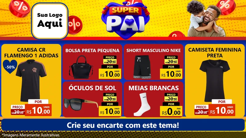 Modelo de TV para TV Horizontal com o tema Super Pai para Roupas e acessórios