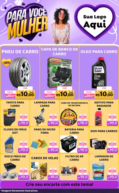 Modelo de Encarte para Encarte Grande com o tema Para Você, Mulher para Auto peças