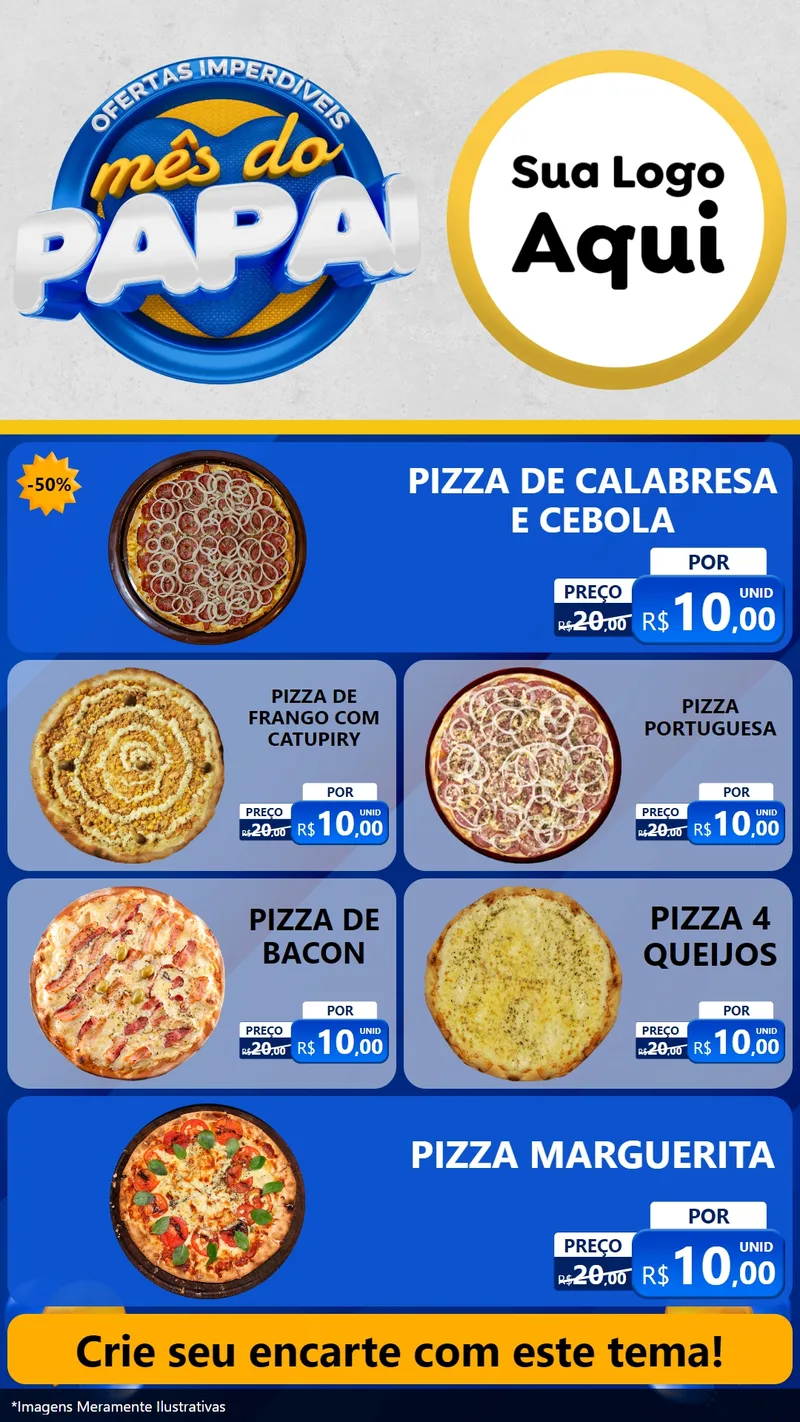 Modelo de TV para TV Vertical com o tema Ofertas Imperdíveis Mês Do Papai para Pizzaria