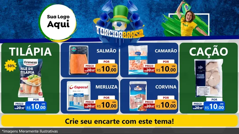 Modelo de TV para TV Horizontal com o tema Torcida Brasil - Copa para Peixaria