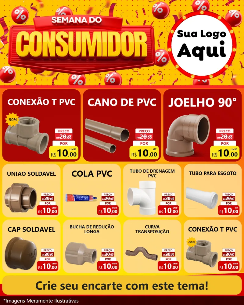 Modelo de Rede Social para Feed Instagram com o tema Semana do Consumidor para Tubos e conexões