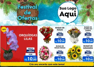 Modelo de Encarte para Encarte A4 Horizontal com o tema Festival de Ofertas - Inverno para Floricultura e jardim
