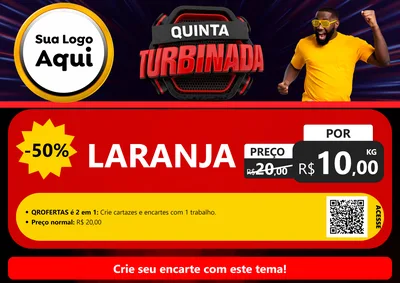 Modelo de Cartaz para Cartaz A4 Horizontal com o tema Quinta Turbinada para Hortifrúti