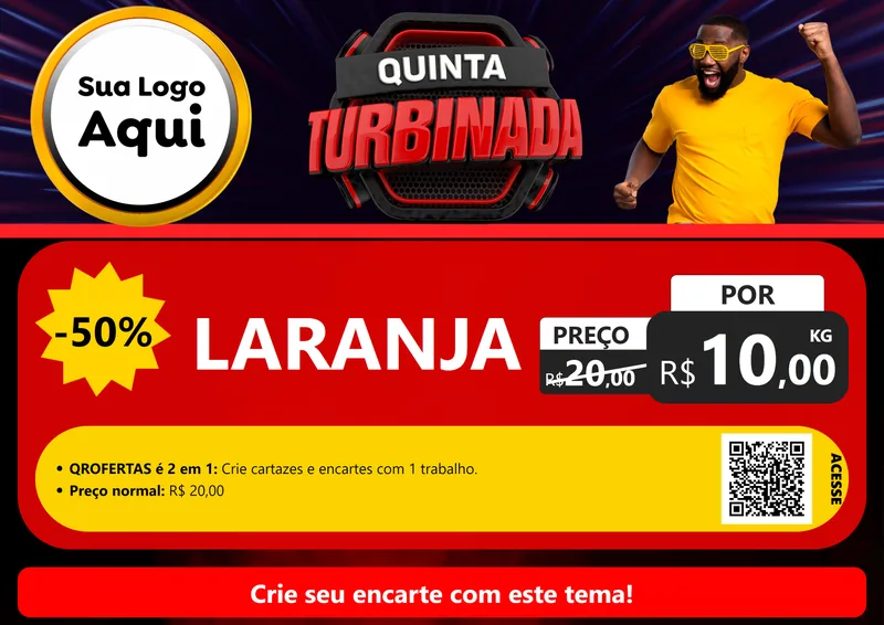 Modelo de Cartaz para Cartaz A4 Horizontal com o tema Quinta Turbinada para Hortifrúti