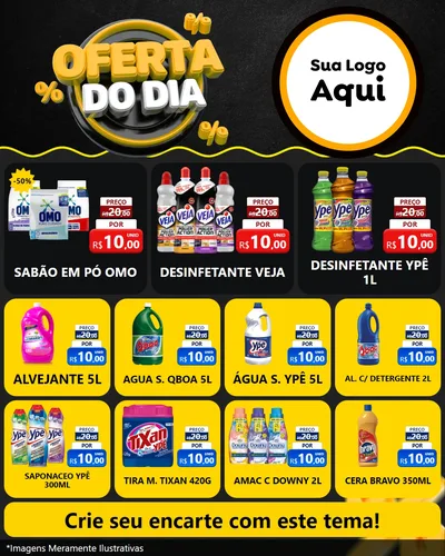 Modelo de Rede Social para Feed Instagram com o tema Oferta Do Dia para Produtos de Limpeza