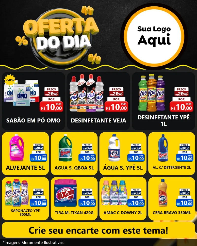 Modelo de Rede Social para Feed Instagram com o tema Oferta Do Dia para Produtos de Limpeza