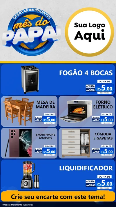Modelo de TV para TV Vertical com o tema Ofertas Imperdíveis Mês Do Papai para Móveis e Eletro