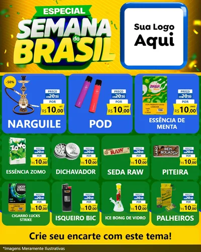 Modelo de Rede Social para Feed Instagram com o tema Especial Semana do Brasil para Tabacaria