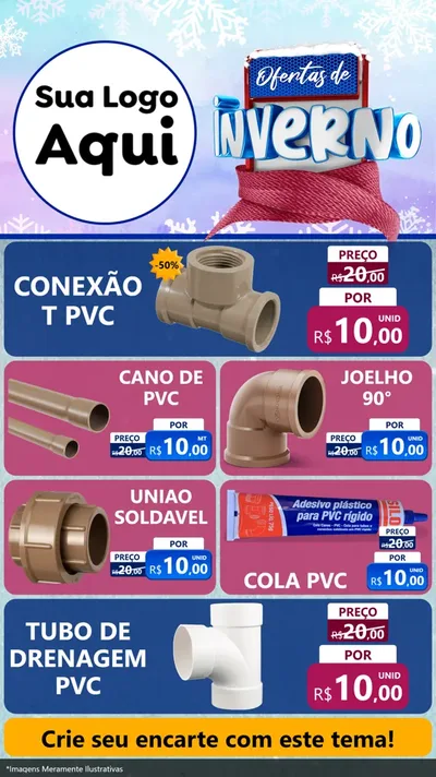 Modelo de TV para TV Vertical com o tema Ofertas de Inverno para Tubos e conexões