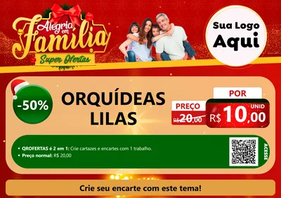 Modelo de Cartaz para Cartaz A4 Horizontal com o tema Alegria em Família Super Ofertas - Natal para Floricultura e jardim