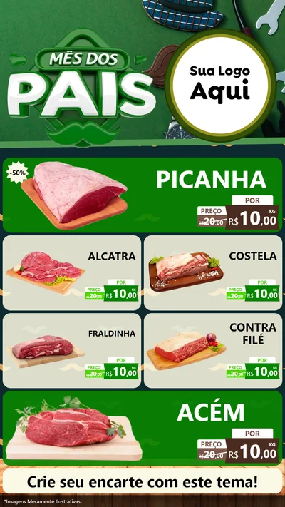 Modelo de TV para TV Vertical com o tema Mês dos Pais para Açougue