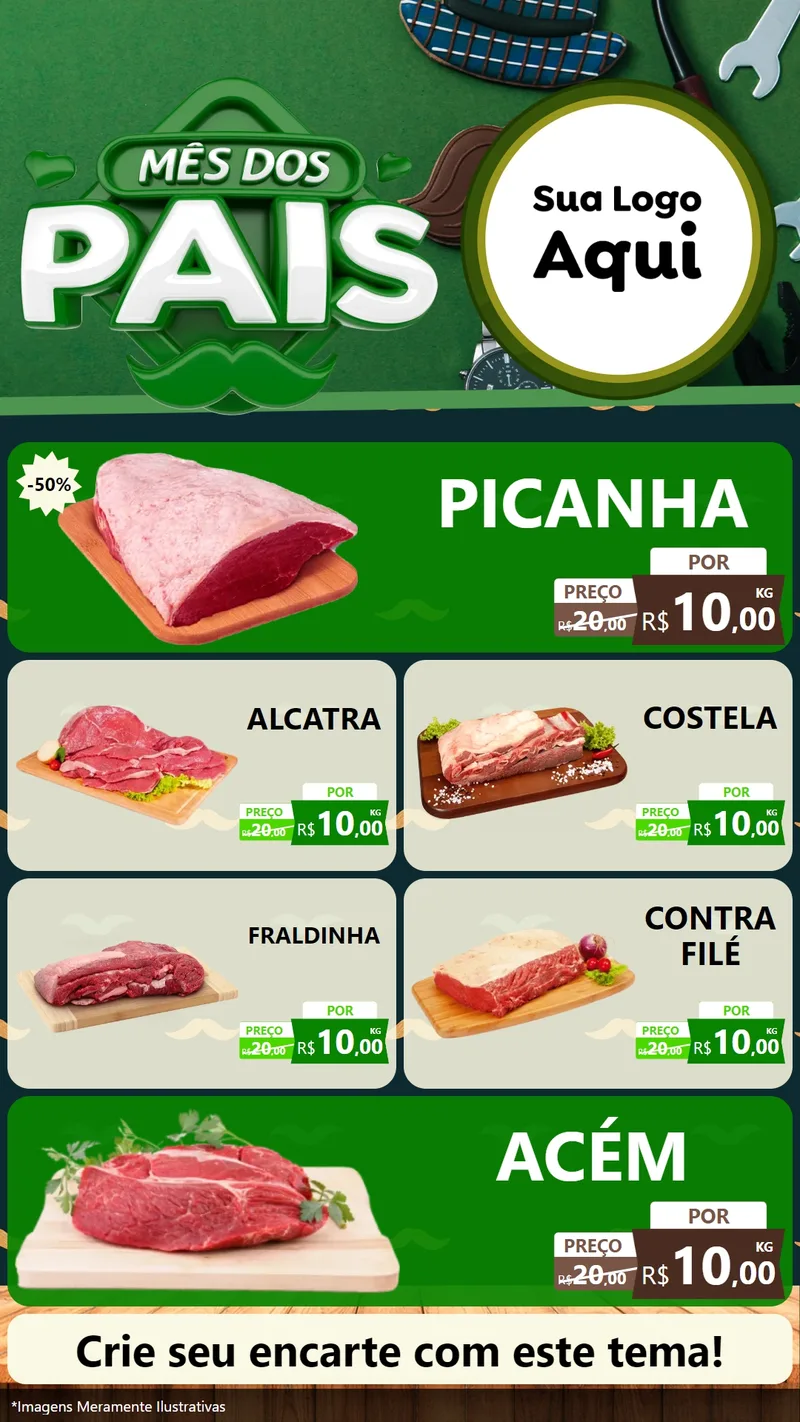 Modelo de TV para TV Vertical com o tema Mês dos Pais para Açougue