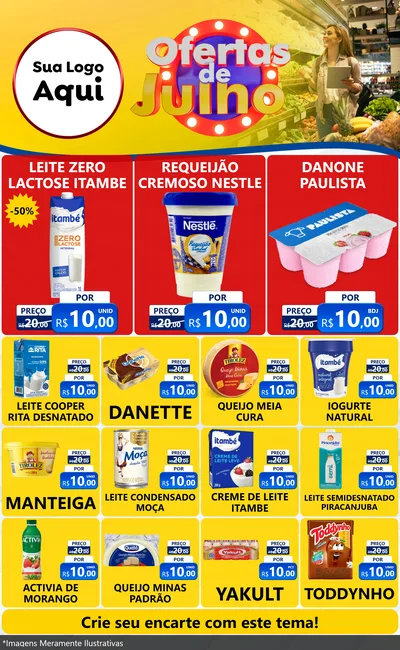 Modelo de Encarte para Encarte Grande com o tema Ofertas de Julho para Frios e Laticínios