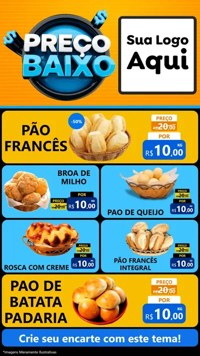 Modelo de TV para TV Vertical com o tema Preço Baixo para Padaria