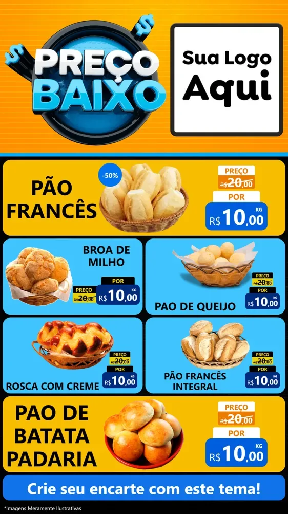 Modelo de TV para TV Vertical com o tema Preço Baixo para Padaria