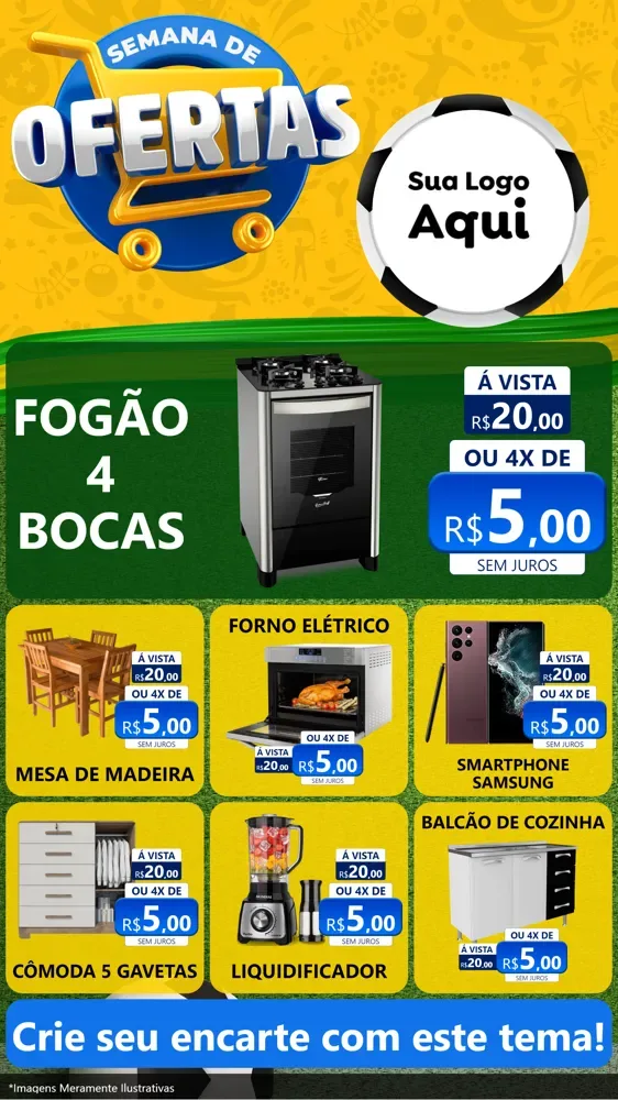 Modelo de Rede Social para Stories com o tema Semana de Ofertas - Copa para Móveis e Eletro