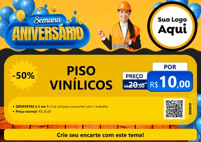 Modelo de Cartaz para Cartaz A4 Horizontal com o tema Semana de Aniversário para Material para Construção