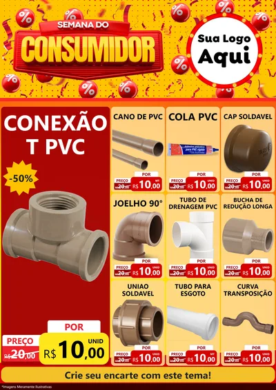 Modelo de Encarte para Encarte A4 Vertical com o tema Semana do Consumidor para Tubos e conexões