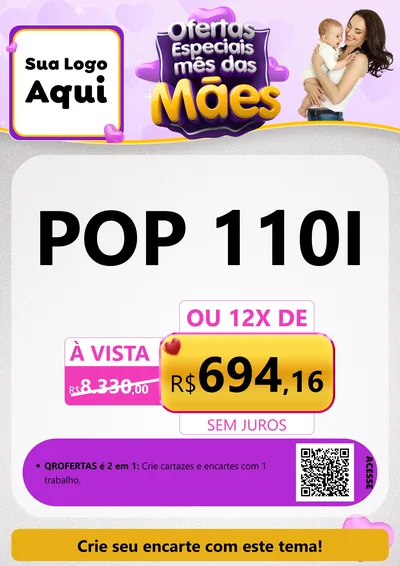 Modelo de Cartaz para Cartaz A4 Vertical com o tema Ofertas Especiais - Mês das Mães para Concessionaria de Motos