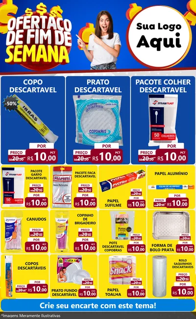 Modelo de Encarte para Encarte Grande com o tema Ofertaço de Fim de Semana para Embalagens