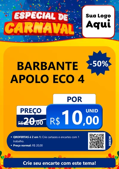 Modelo de Cartaz para Cartaz A4 Vertical com o tema Especial de Carnaval para Armarinho e Aviamentos