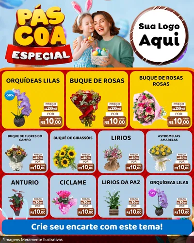 Modelo de Rede Social para Feed Instagram com o tema Páscoa Especial para Floricultura e jardim