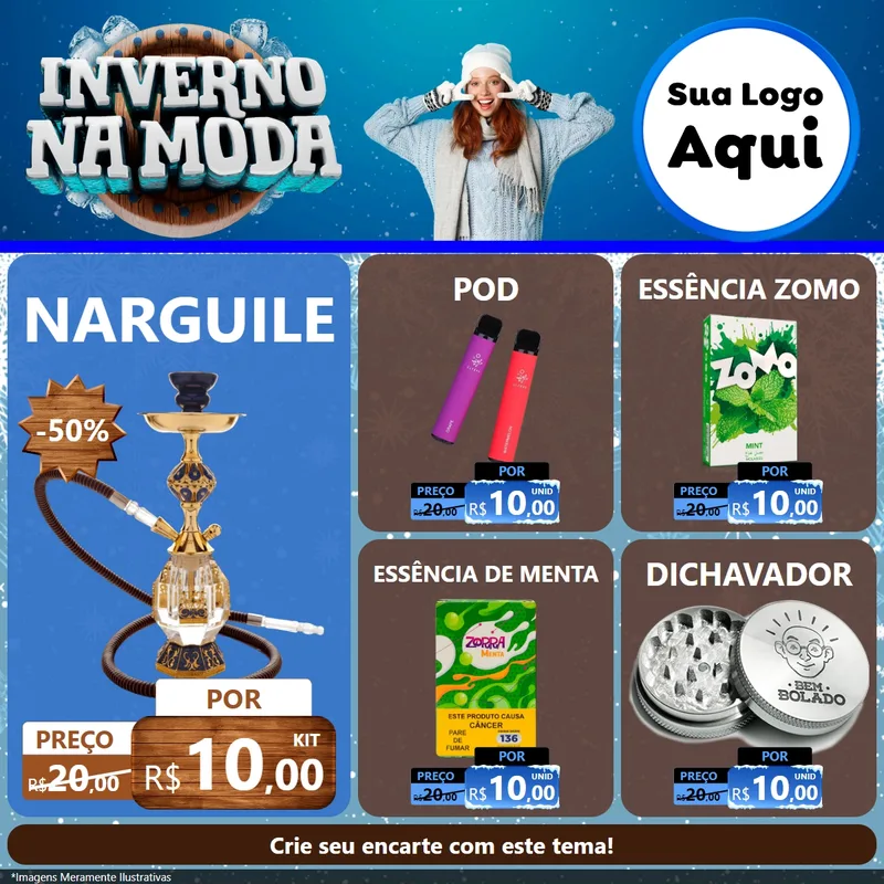 Modelo de Rede Social para Feed Facebook com o tema Inverno na Moda para Tabacaria