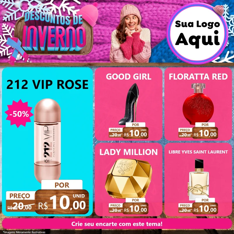 Modelo de Rede Social para Feed Facebook com o tema Descontos de Inverno para Perfumes