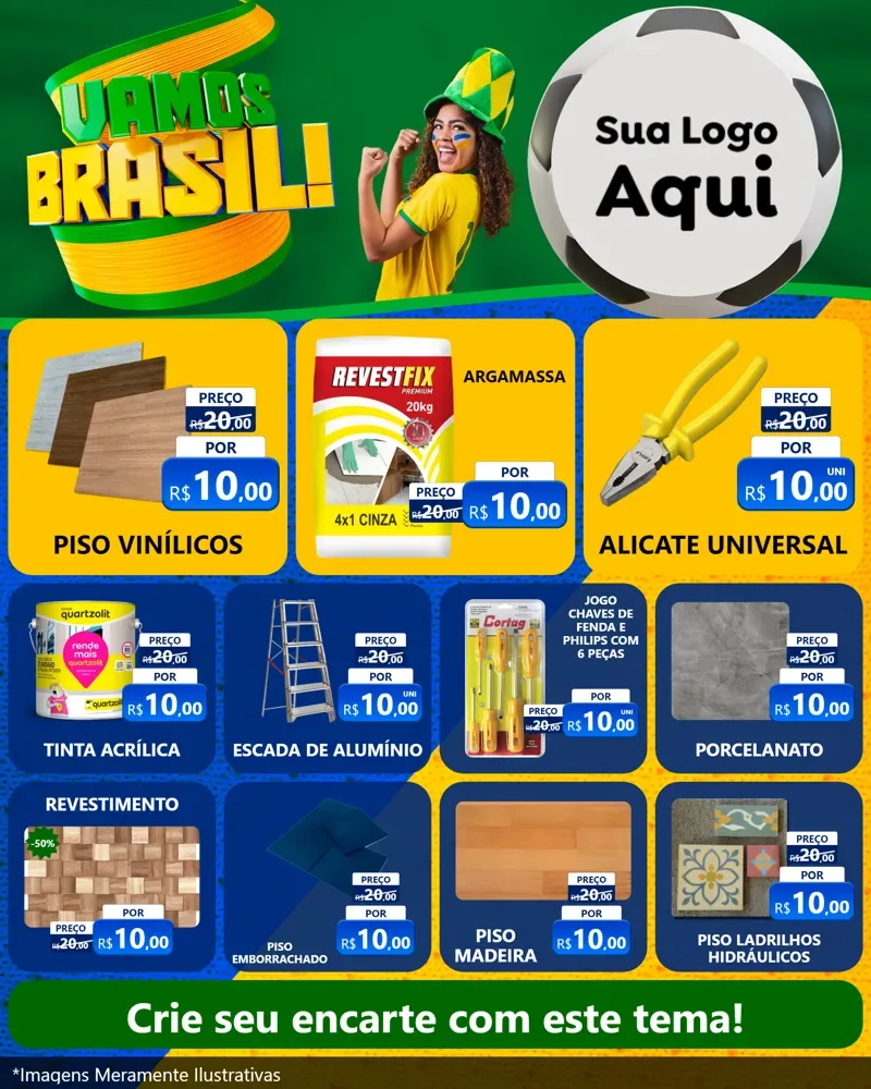 Modelo de Rede Social para Feed Instagram com o tema Vamos Brasil - Copa para Material para Construção