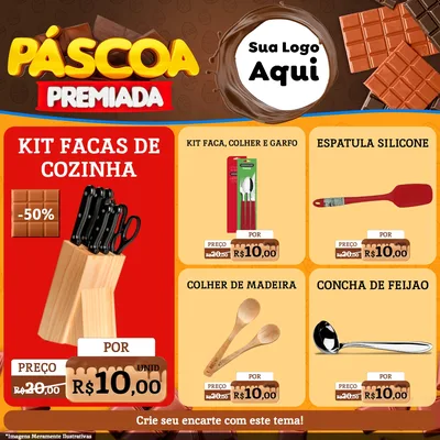 Modelo de Rede Social para Feed Facebook com o tema Páscoa Premiada para Utilidades Domésticas