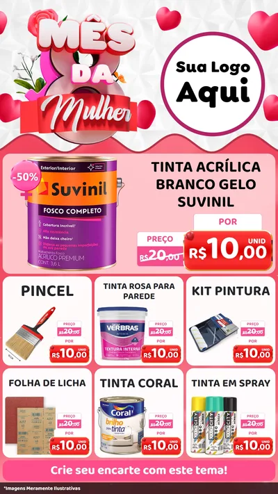 Modelo de Rede Social para Stories com o tema Mês da Mulher para Tintas e Ferramentas