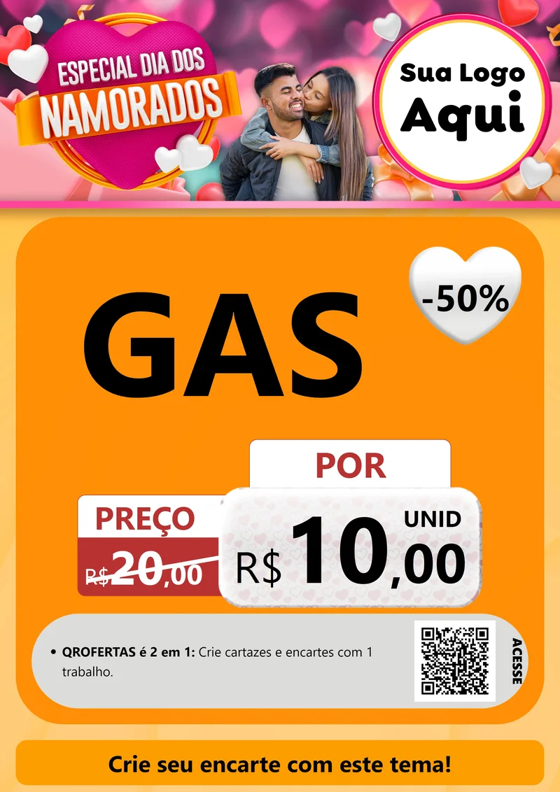 Modelo de Cartaz para Cartaz A4 Vertical com o tema Especial Dia dos Namorados para Água e gás