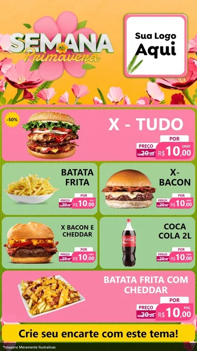 Modelo de TV para TV Vertical com o tema Semana da Primavera para Hamburgueria