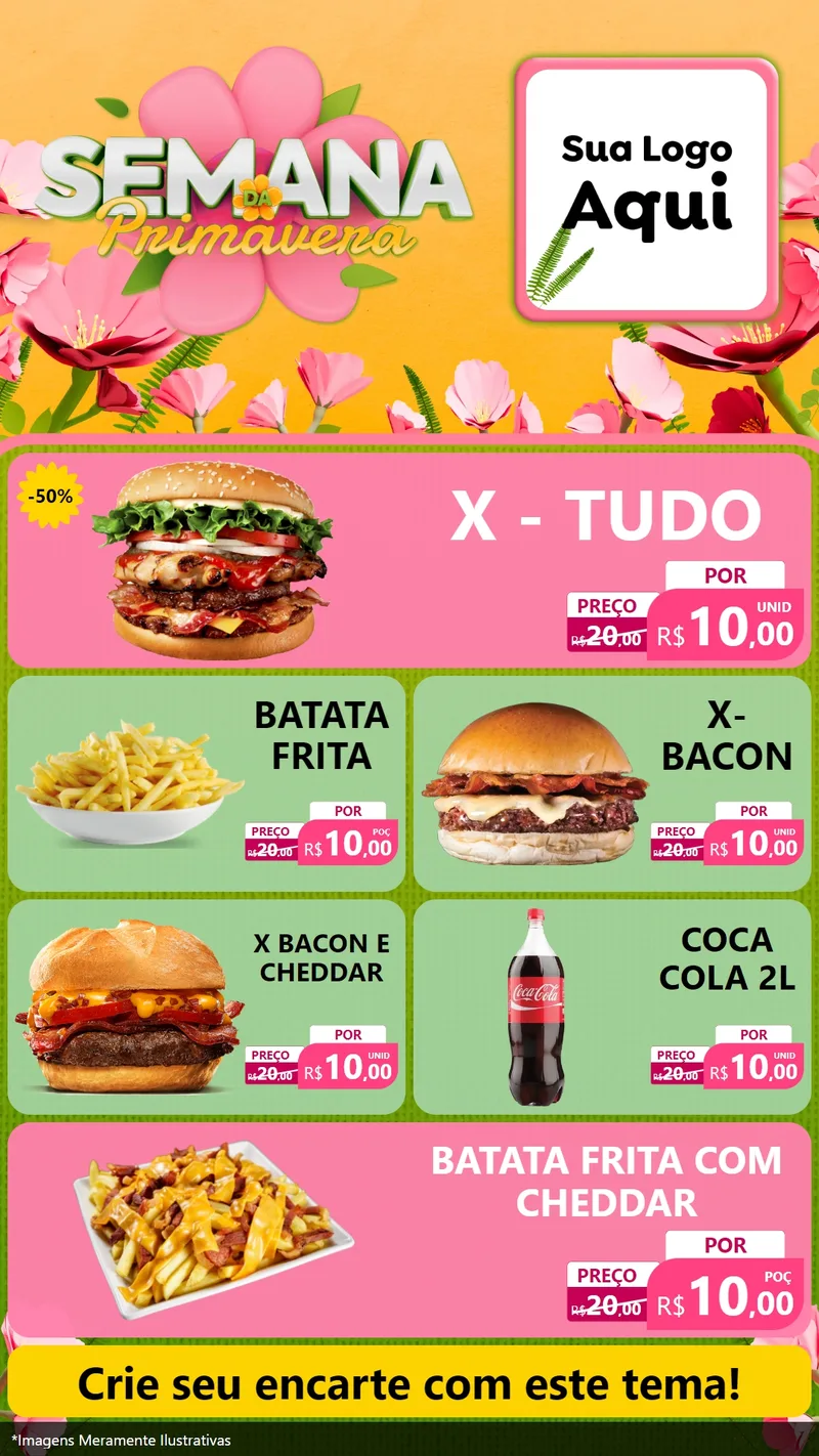 Modelo de TV para TV Vertical com o tema Semana da Primavera para Hamburgueria