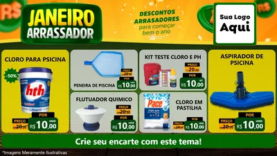Modelo de TV para TV Horizontal com o tema Janeiro Arrasador para Produtos para Piscina