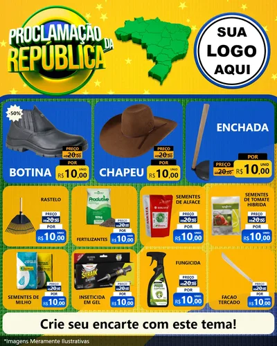Modelo de Rede Social para Feed Instagram com o tema Proclamação da República para Agropecuária