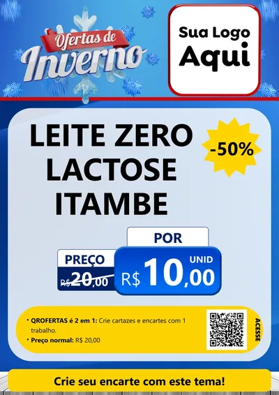 Modelo de Cartaz para Cartaz A4 Vertical com o tema Ofertas de Inverno para Frios e Laticínios