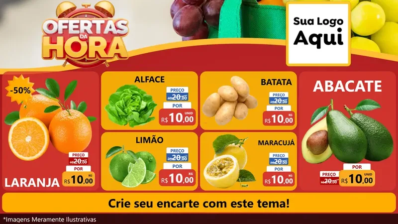 Modelo de TV para TV Horizontal com o tema Ofertas da Hora para Hortifrúti